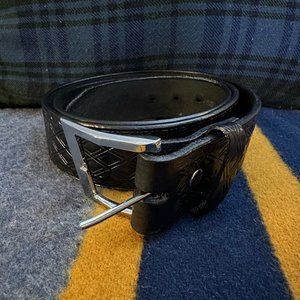 Black Leather Embossed Horses Western Belt